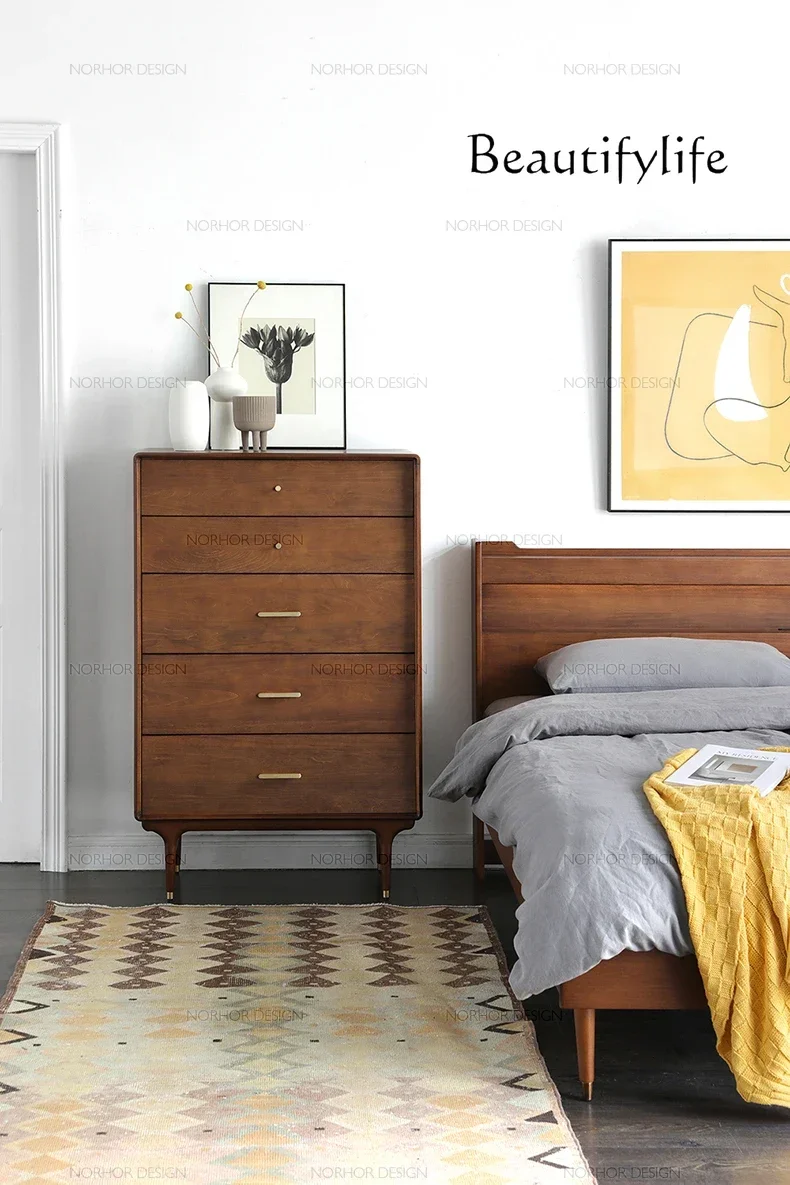 

X Nordic Medieval Style Imported Solid Wood 5 Chest Cabinet Household Living Room Simple Entrance Storage Cabinet