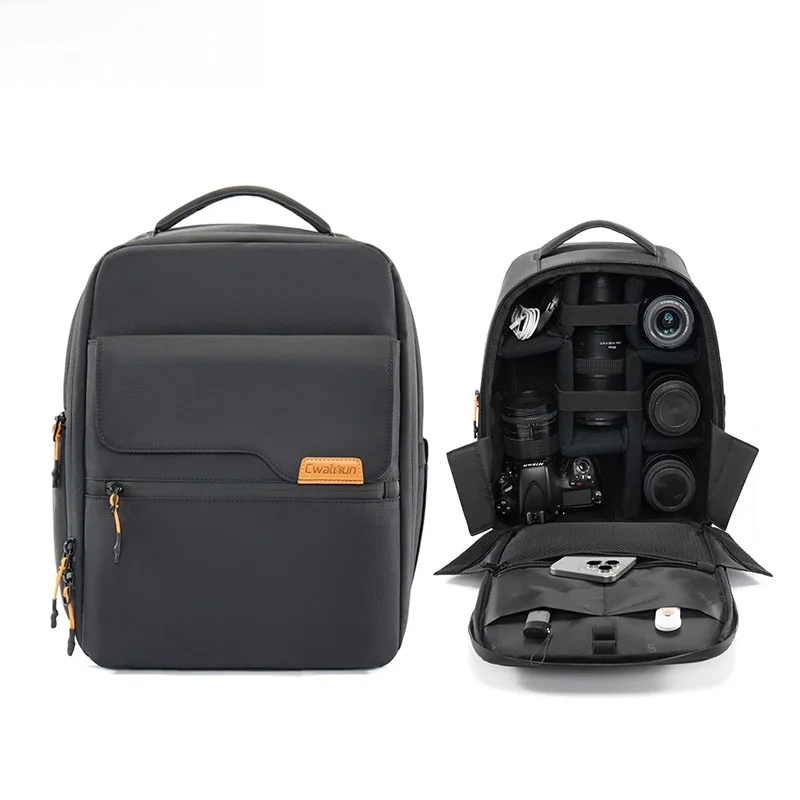 okoutdoor-防水耐衝撃通気性アウトドア写真カメラバッグメンズピュアカラーダブルショルダーシングルリフレックスバッグ