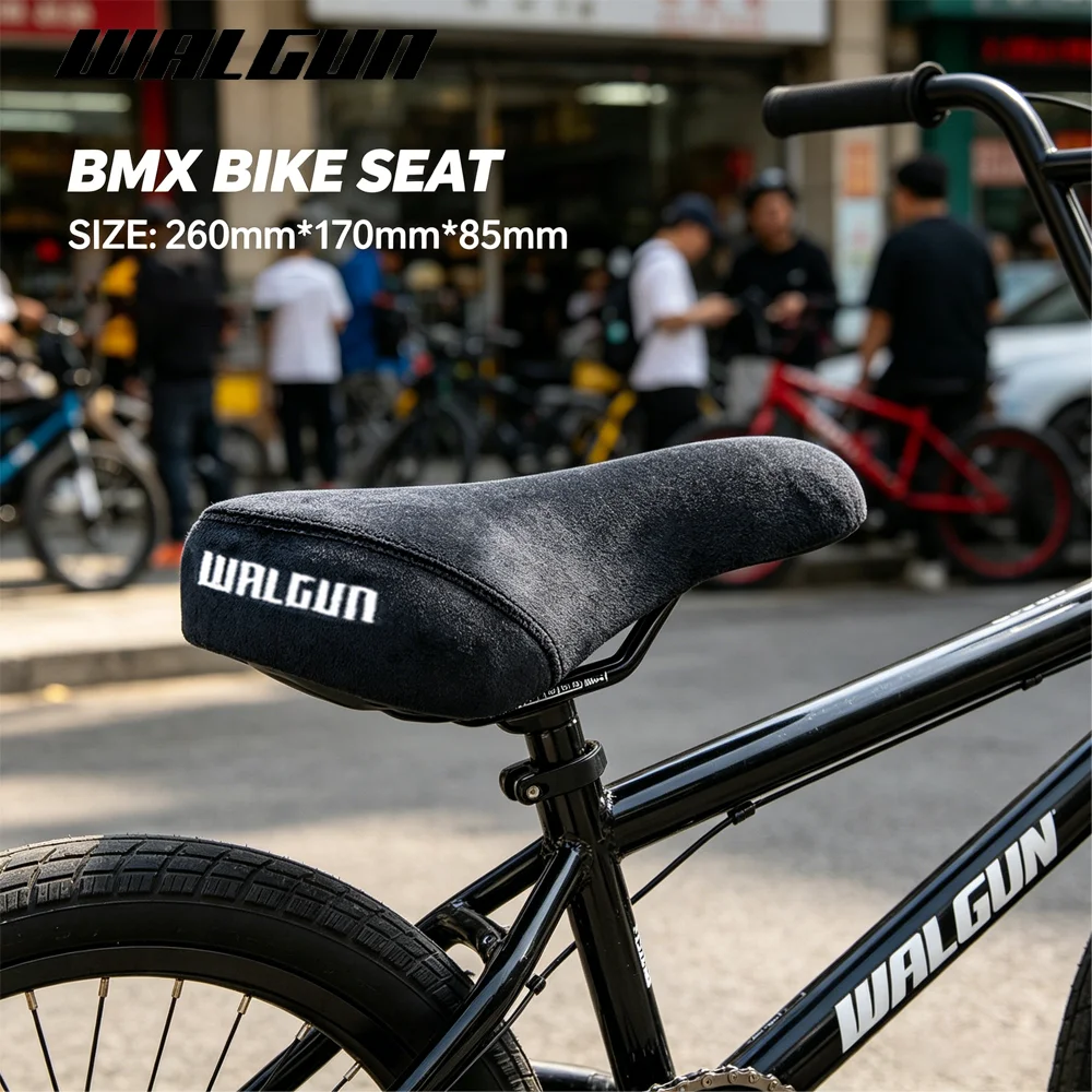 Sillín de Bicicleta WALGUN BMX para Dirt Jump, Asiento de Franela con Bordado, Sillín de Descenso Freestyle para Ciclismo MTB