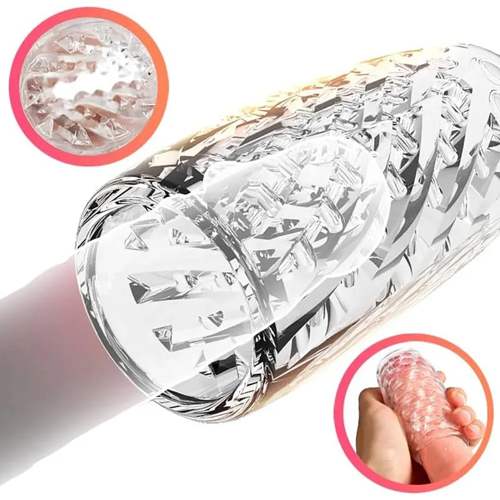 قابلة لإعادة الاستخدام كأس الاستمناء الذكور الذكور القضيب كم الجنس لعب شفافة كريستال المهبل محكم نفق جيب الجنس لعب الكبار #6