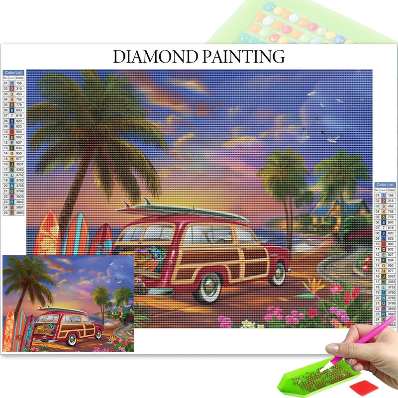 Square Drill Diamond Painting New Arrivals Coast Landscape Full Rhinestones Nature Scenic Cross Stitch Crafts Supplies Adults