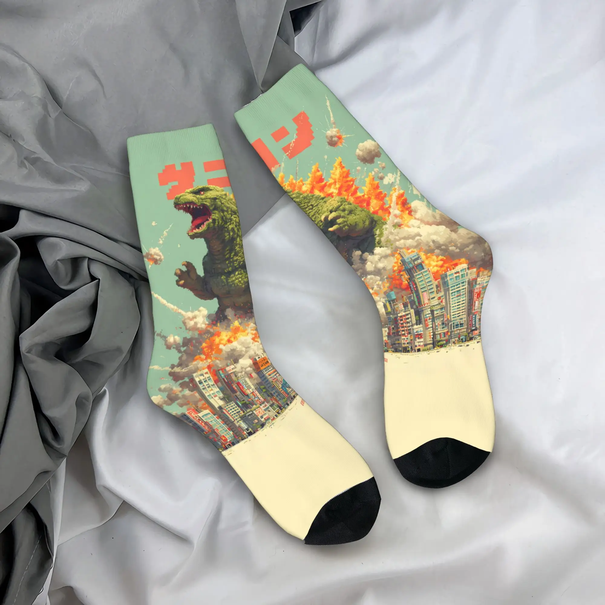 Godzillaed 3D Printed Socks  Printed Stockings Anti-Slip Adults Men Socks Warm Soft Spring Modern Running Sports Socks