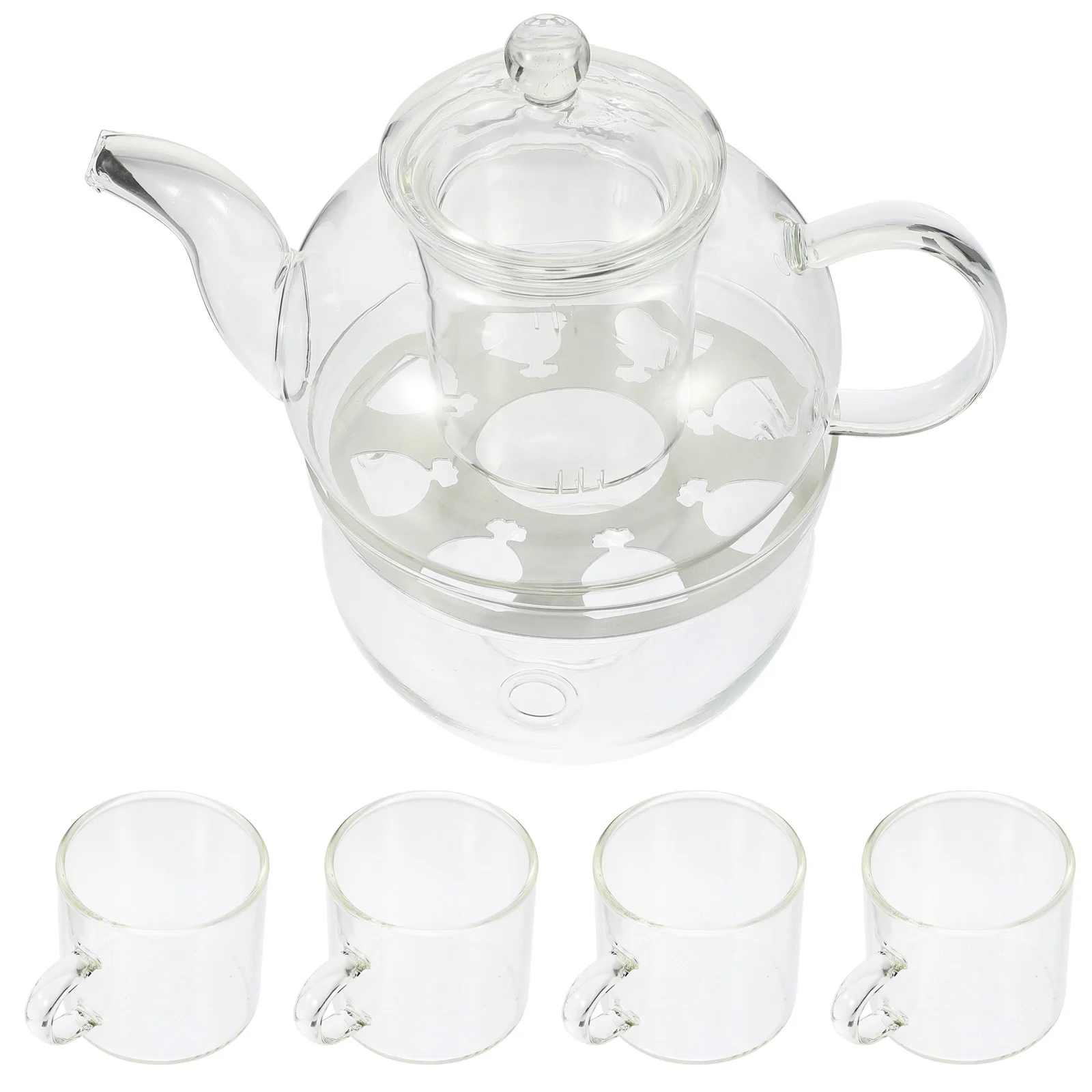 

1Set Glass Scented Teapot Set with Holder Household Tea Brewing Pot Elegant Anti Scalding Design for Mental Health