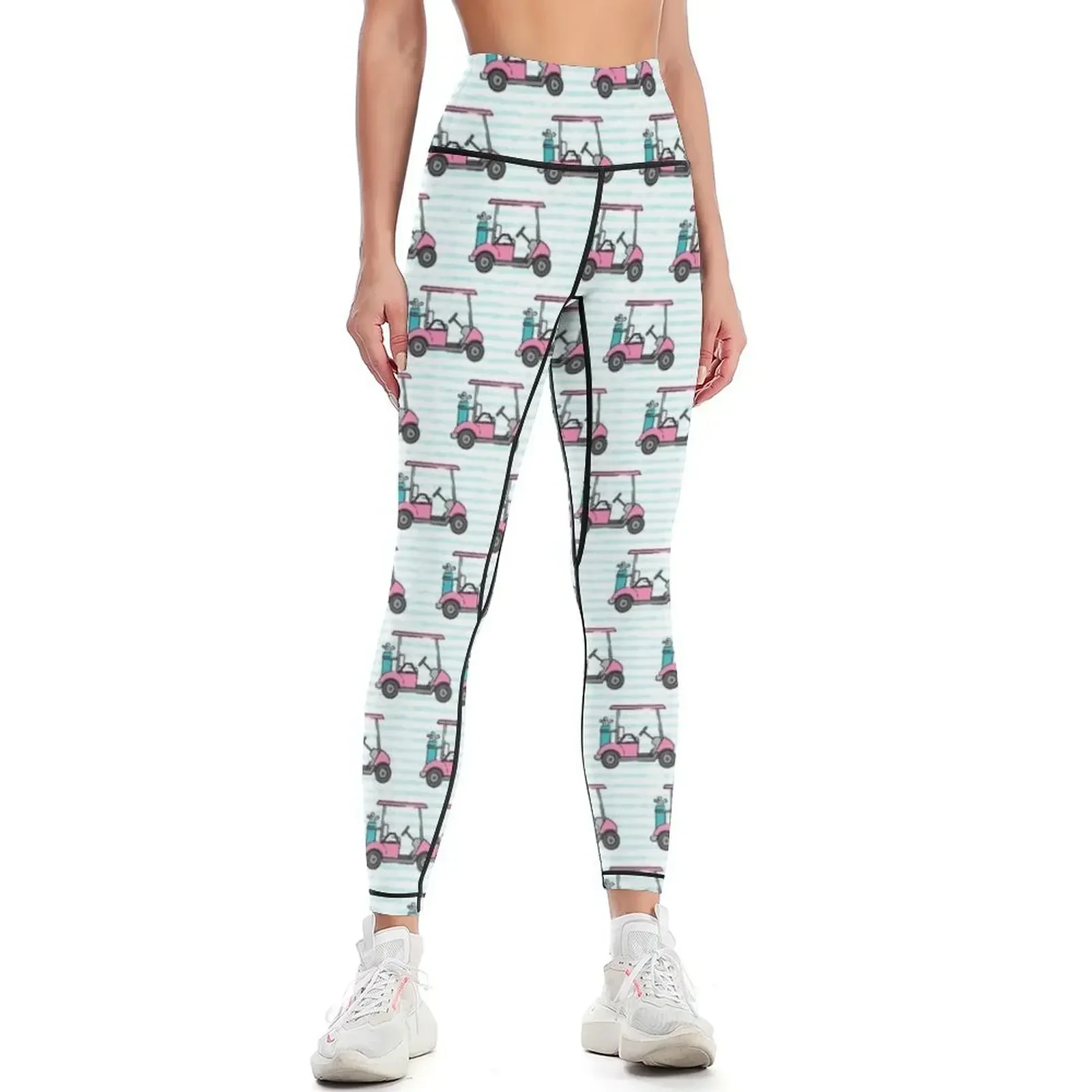 

Golf Carts - Blue and Pink Leggings Golf wear gym clothing sport legging sportswear woman gym 2025 Womens Leggings