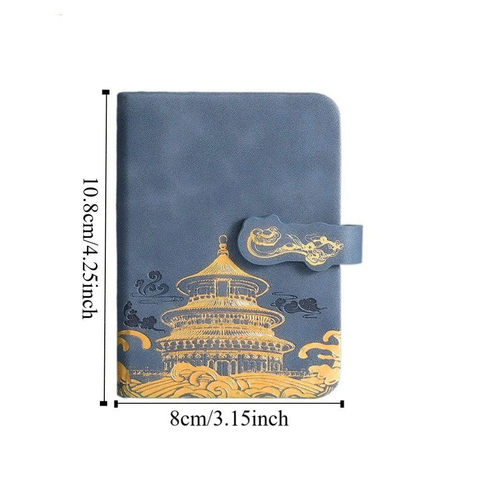 PU กระเป๋าบันทึกโน้ตบุ๊คสไตล์จีน 100 แผ่น Mini Daily Planner นักเรียนเครื่องเขียน A7 บันทึกการประชุมคู่มือ Travel