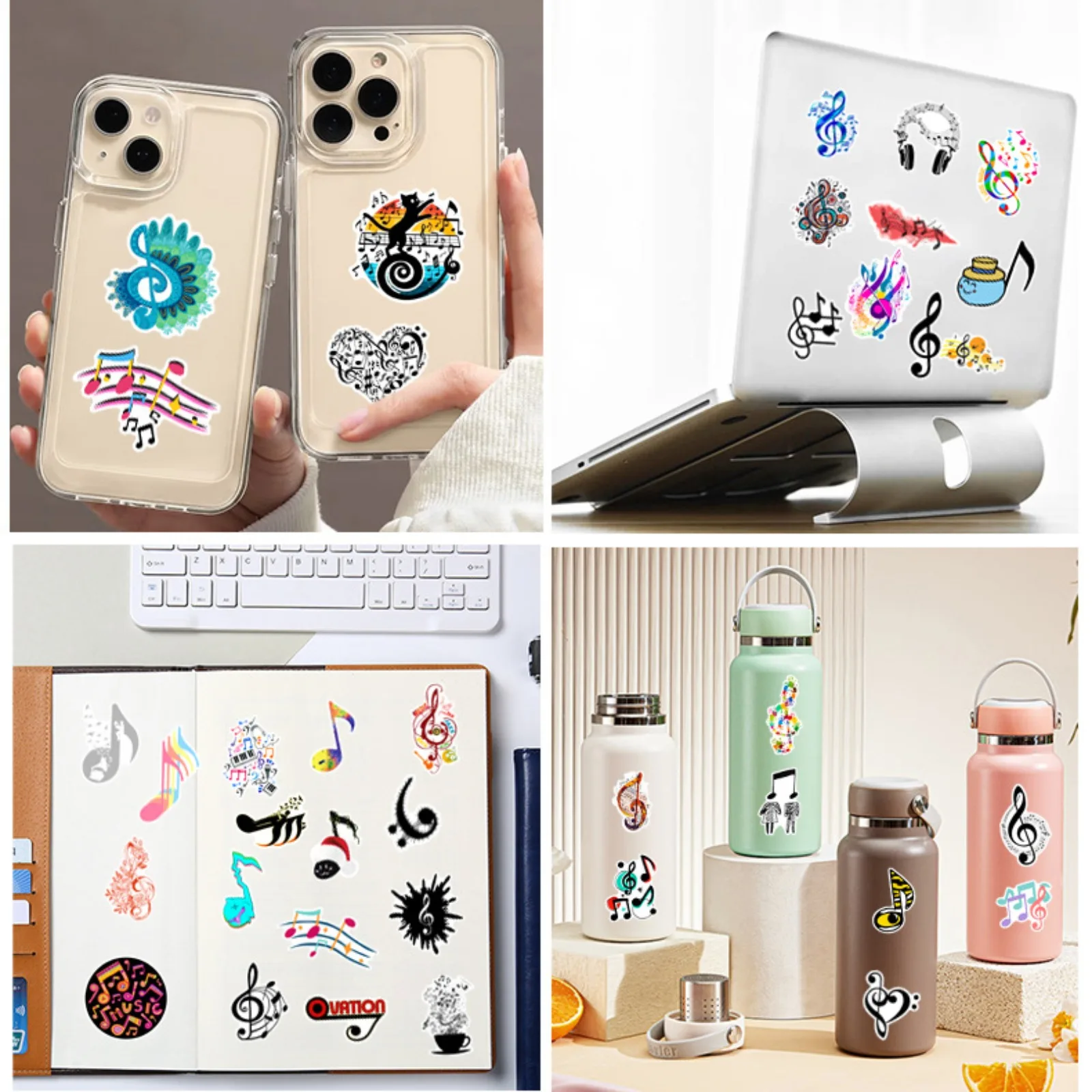 10/30/60pcs Musical Note Graffiti Stickers for DIY Scrapbooking Phone Laptop Guitar Suitcase Car Skateboard Motorcycle Helmet