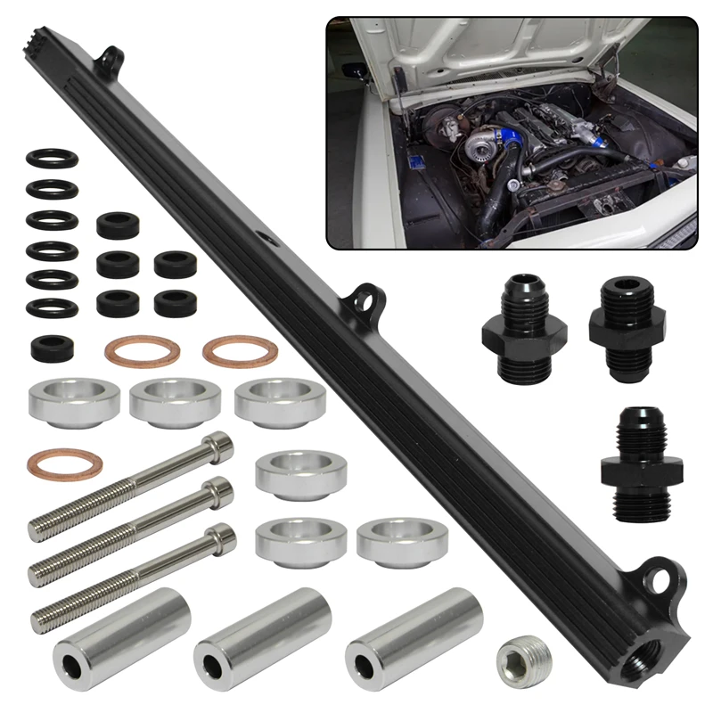 High Flow Injector Fuel Rail For Toyota Soarer Supra MK III Crown 1JZ 1JZGTE 2.5L Engine 1986-1992 Black
