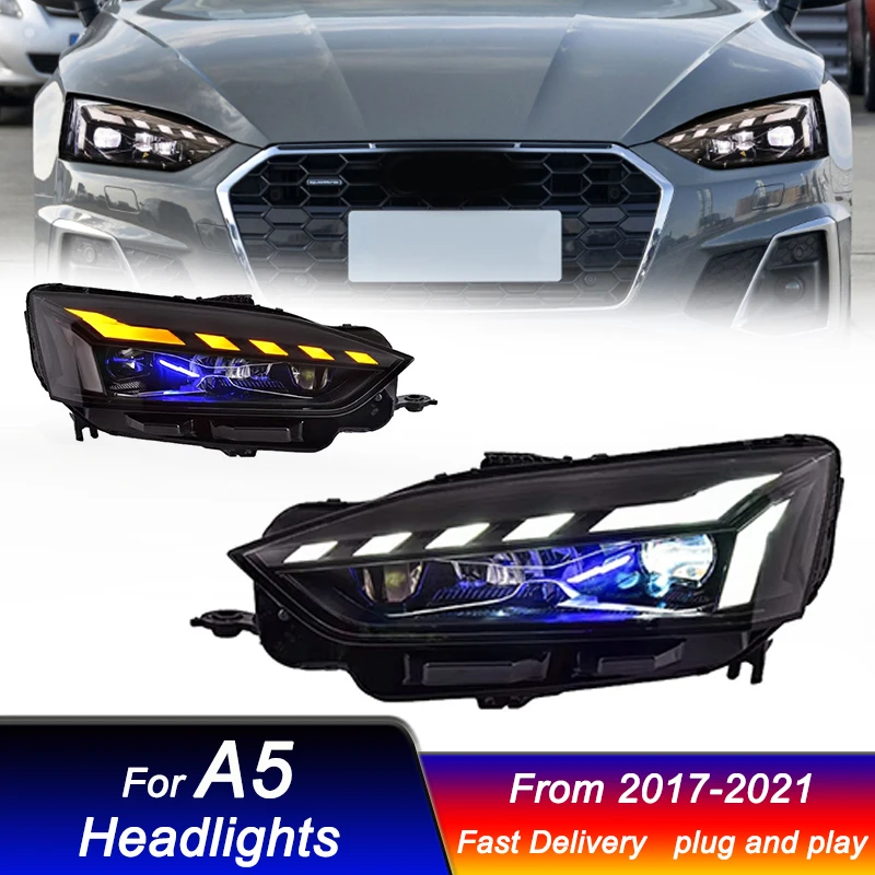 Car styling Headlights for Audi A5 2017-2021 new RS style full LED DRL Dynamic Signal Head Lamp Bi Xenon Beam Headlamp Accembly