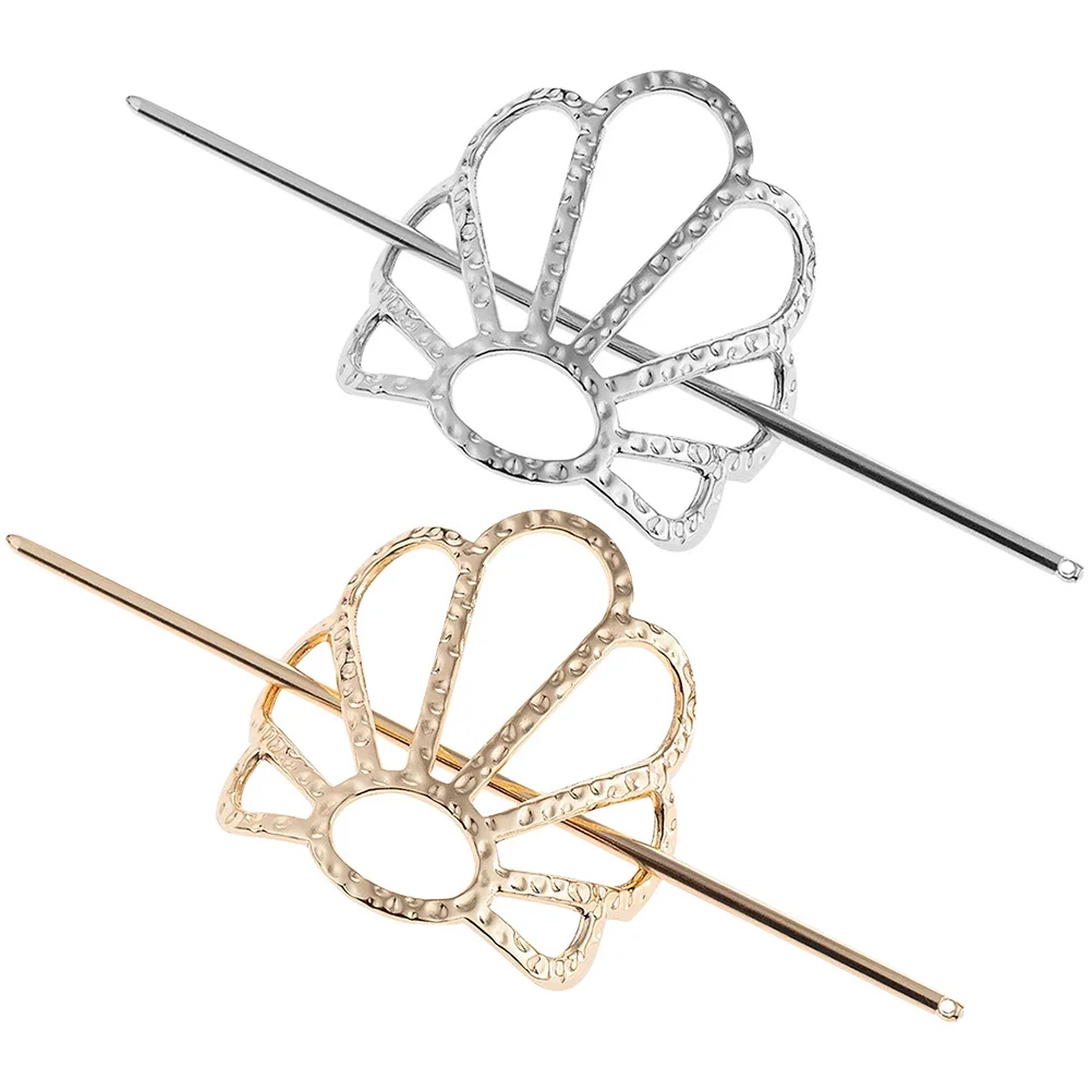 

2Pcs Stable Alloy Hair Bun Clip Fashionable Party Match Different Hairstyles Exquisite Workmanship Gold Hair Accessories