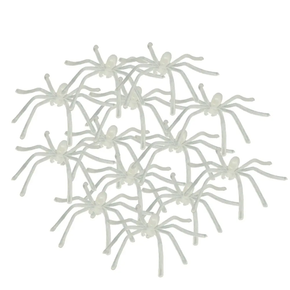 

100 Pcs Glow Spiders Realistic Soft Halloween Decorations Party Prank Plastic Spider Web Realistic Fake Spiders Toys