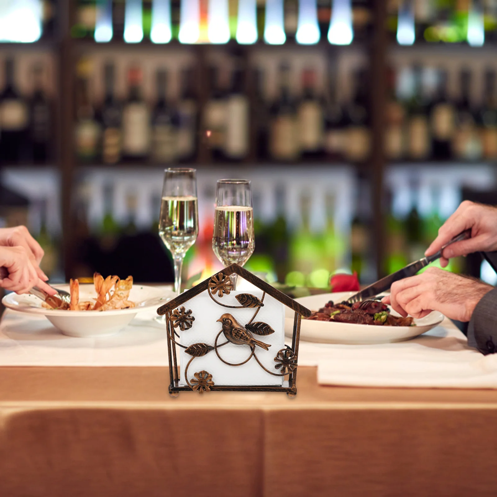 

Creative Iron Napkin Holder Retro Bookend Design Compact Tissue Paper Stand for Home Office Hotel Vertical Storage Rack