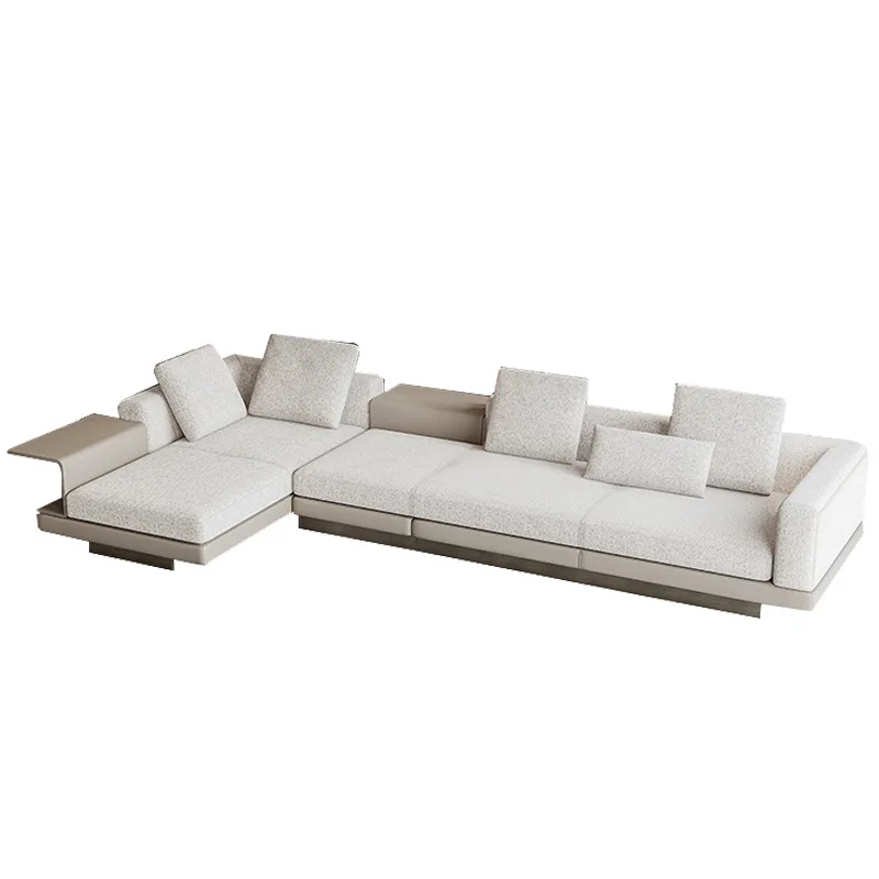 

Italian minimalist Concorde cotton and linen sofa, modern and simple living room three-seater straight-row fabric L-shaped