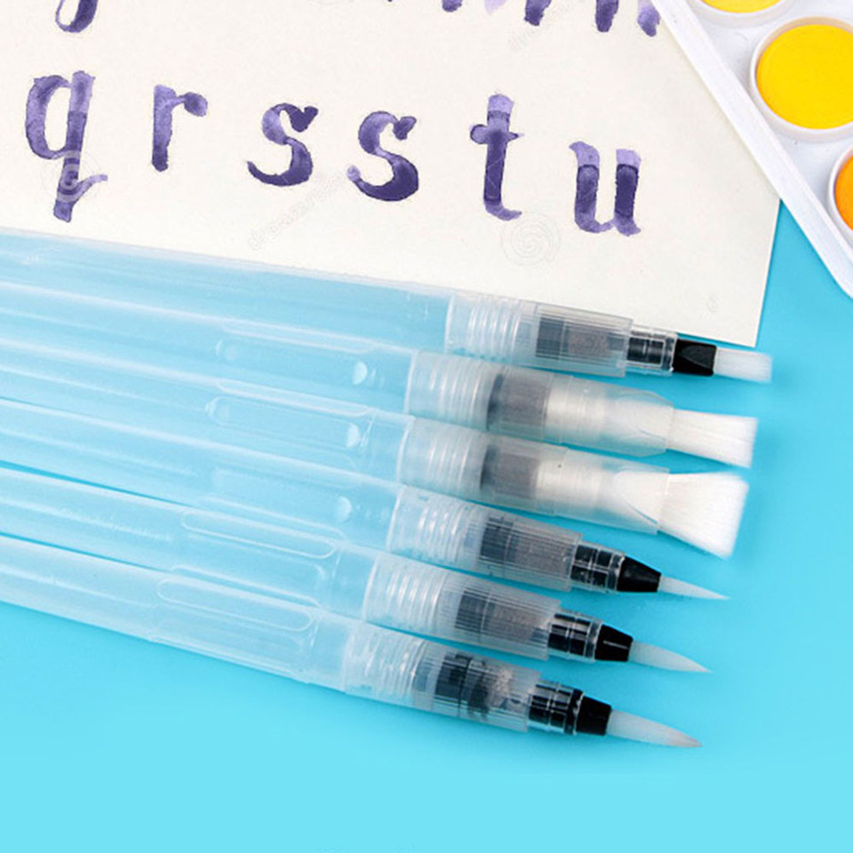  6Pcs/set Refillable Water Brush Ink Pen For Water Color Calligraphy Drawing Painting Illustration Pen Office Stationery 