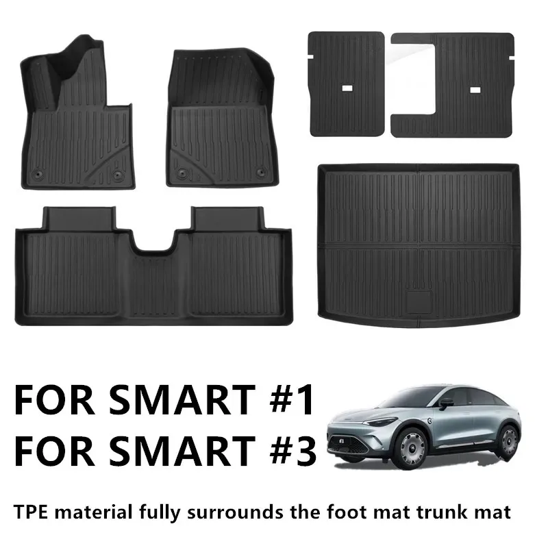 

For Benz Smart #3 2023 Waterproof Floor Liners Trunk Cargo Mats Footpads Interior Smart #1TPE All Weather Protection Floor Mats