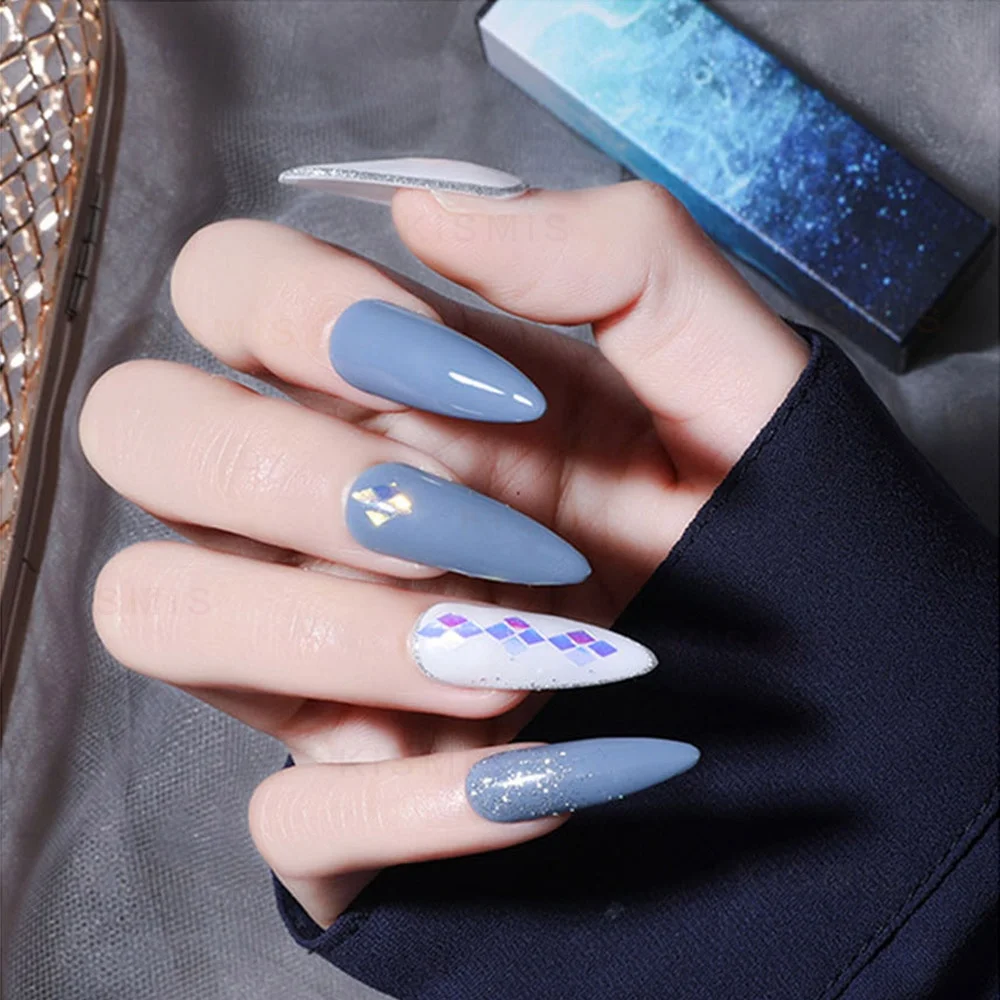 1 Box 12 Grids Holographic Nail Glitter Sequins Sparkly 3D Thin butterfly round stars geometric sequin Flakes Polish Decorations