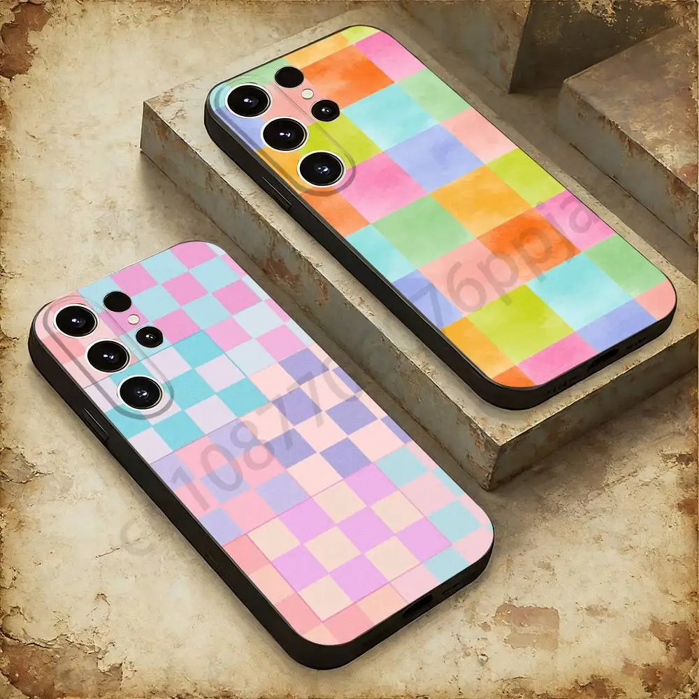 

Pastel checkerboard Phone Case For Samsung GalaxyA53,51,72,73,31,30,42 Ultra Protective Phone Shell