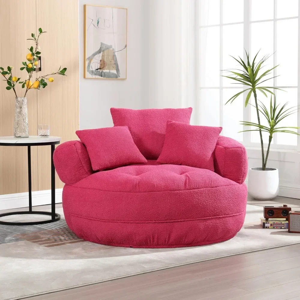 Bucket chair, 360 degree rotating bucket shaped specialty chair, circular lounge chair with 3 pillows