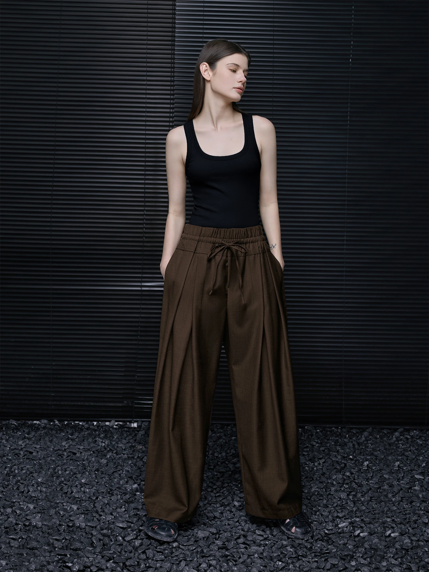 

High Waist Wide Leg Suit Pants Women Loose Drapey Comfortable Vintage Spring New Arrival Street Sle High Faion Polyester