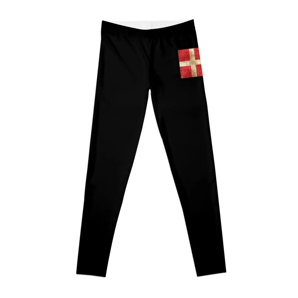 

Vintage Aged and Scratched Danish Flag Leggings Female legging pants Sports female Womens Leggings