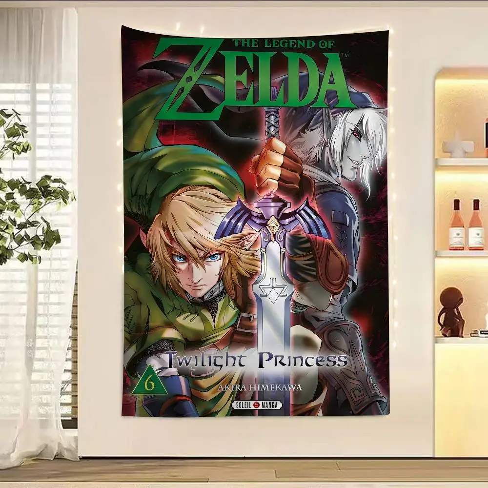 Videojuego Z-Zeldas, gráfico fresco, tapiz, arte, ciencia ficción, decoración del hogar, colgante de pared Hippie barato