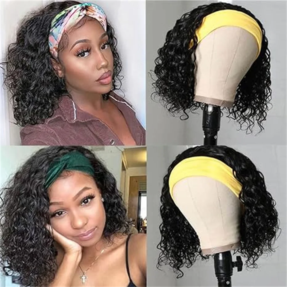 

Water Wave Headband Wig 100% Human Hair Headband Women Hair Remy Hair Water Wave Headband Wig Curly Human Hair Wigs Machine Made