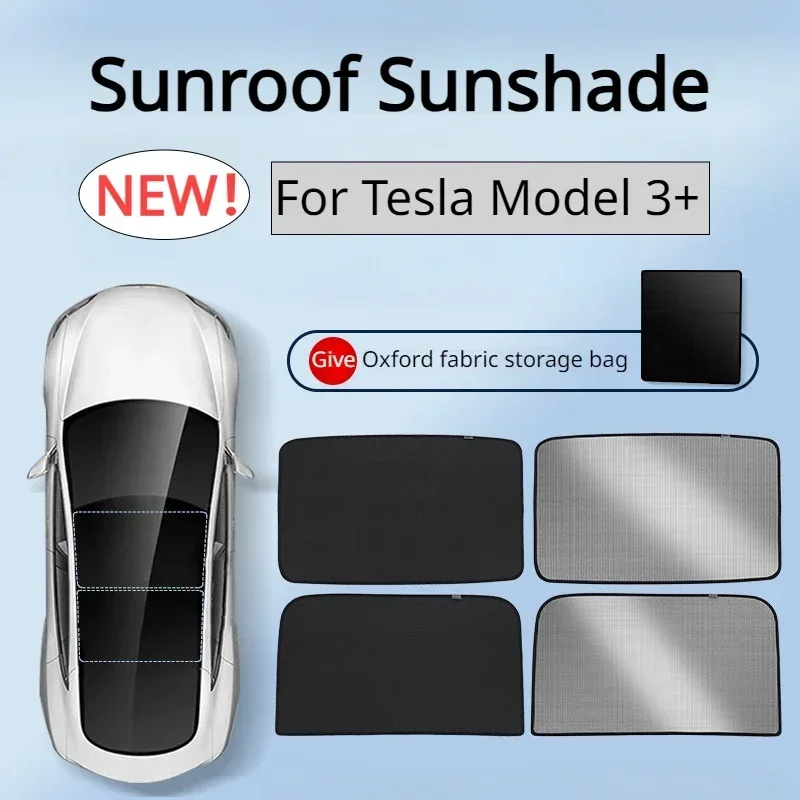 Upgrade Ice Cloth Buckle Sun Shades Glass Roof Sunshade For Tesla Model 3 Highland Front Rear Sunroof Skylight Car Accessories