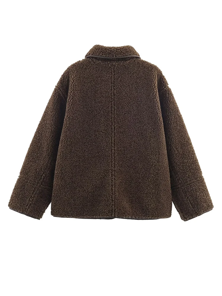 HH Women New Fashion Lapel Single Breasted Pocket Decoration Long Sleeve Warm Jacket Female Autumn Winter Casual Street Jackets