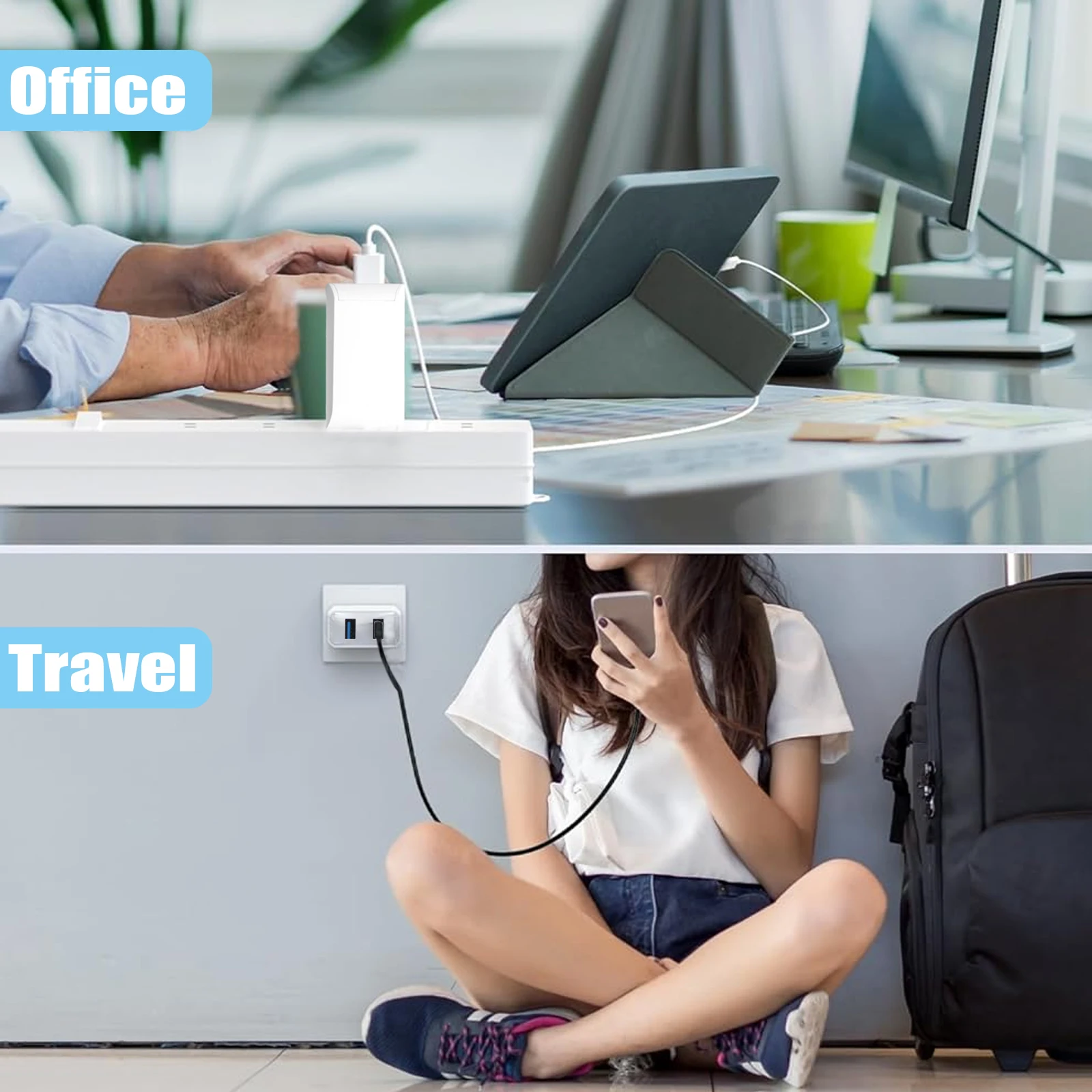 2-Ports Fast Charger with USB  Ports - Multi-USB Charger for iPhone 16/15/14/13/12/8/XR for galaxy S24 Ultra/S23/S22/S21 for ipa - náhled 2