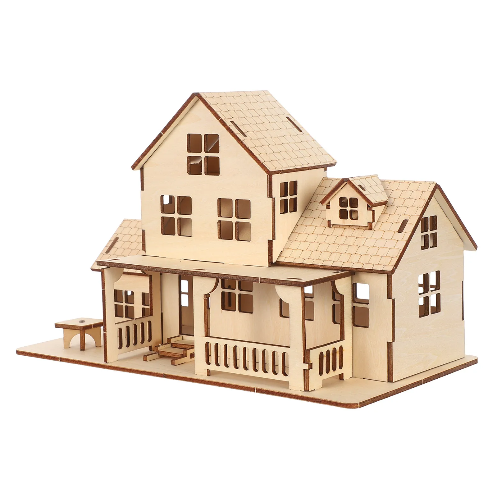 1 ensemble de maison en bois de style européen, puzzle à assembler soi-même, non fini, à peindre, modèle miniature décoratif