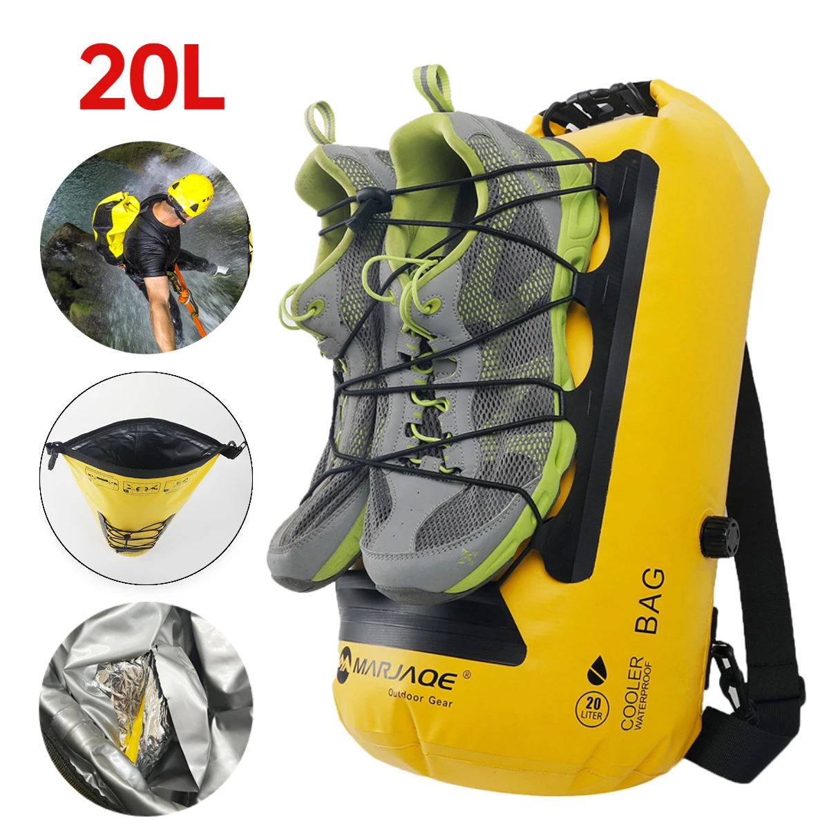 

TPU Dry Wet Separation Waterproof Bag 20L Outdoor Equipment Storage Bag Large Capacity Backpack for Drifting Rafting Surfing