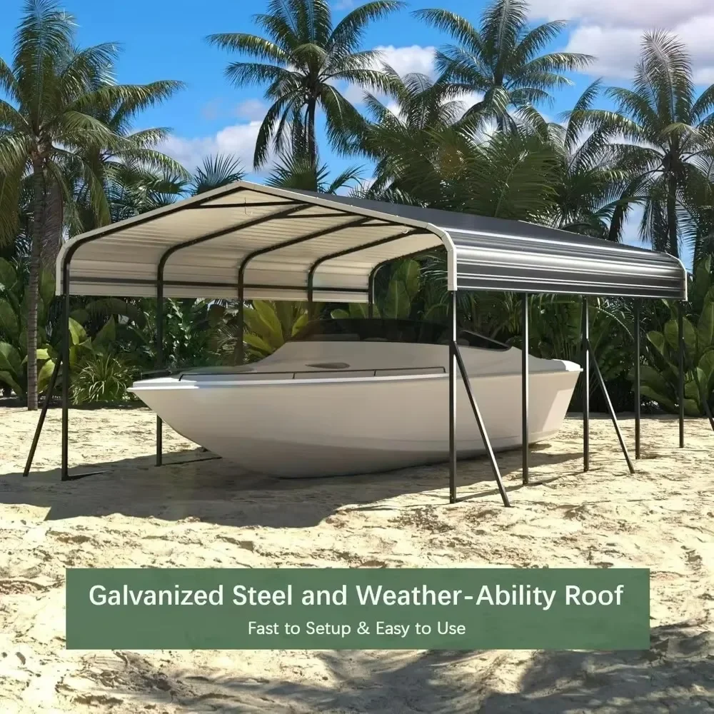 Heavy Duty Carport Canopy with Updated Frame Structure Galvanized Steel Roof and Enhanced Base, Metal Carport Garage