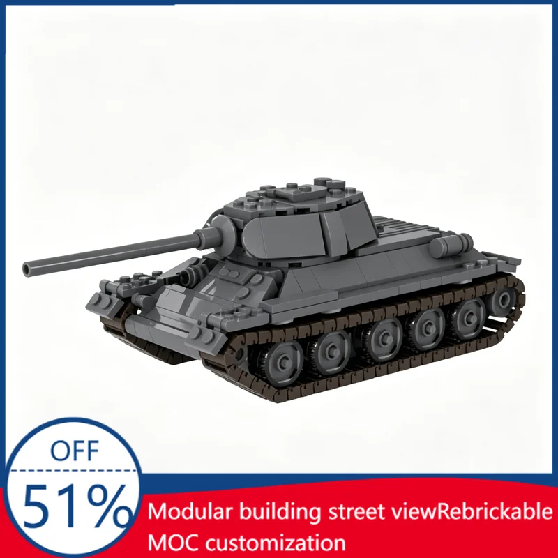 563pcs-t-34-85-v2-military-tank-moc-model-building-blocks-diy-assembly-technology-education-birthday-christmas-gift