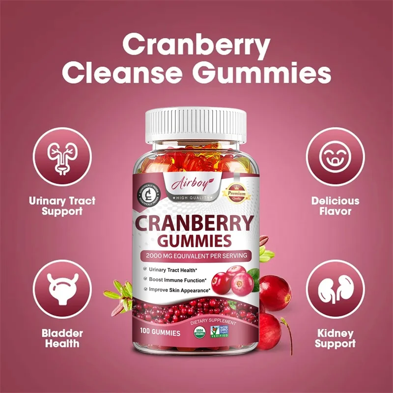 Cranberry Gummies - Kidney Cleansing, Urinary Tract Support, Bladder Health, Immune Support