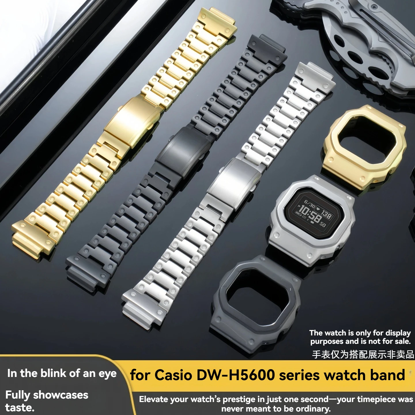 Lightweight Titanium Alloy Mod Kit for Casio G-Shock DW-H5600 dw-h5600MB | Heart Rate Monitor Metal Bracelet & Bezel Set