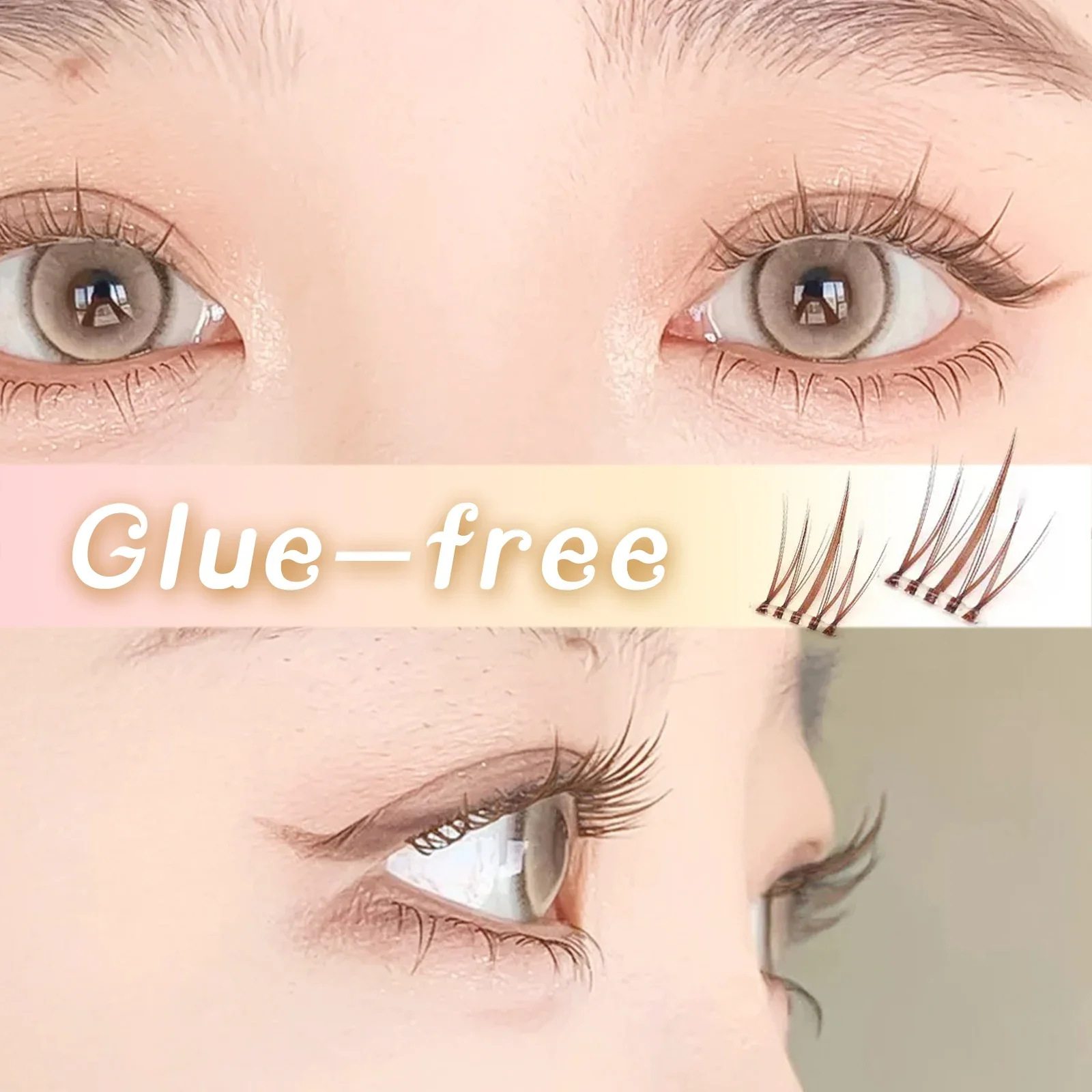 120 Pcs CC Self-adhesive Caramel Sunflower Eyelashes Glue Free Trilogy Eyelash Japanese and Korean Styles For Beginner Reusable