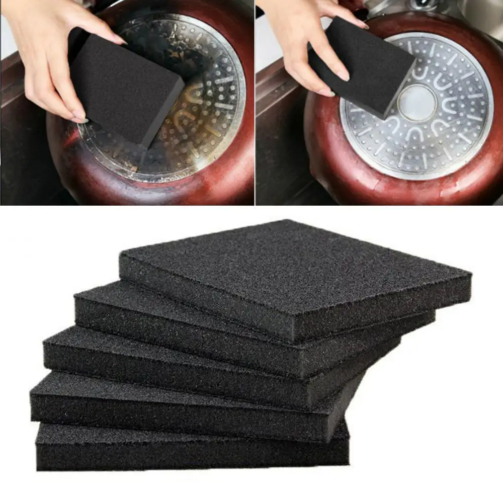 1~5PCS Double Sided Carborundum Sponge Emery Brush Cooktop Pot Rust Removing Cleaner Descaling Clean Rub Kitchen Cleaning