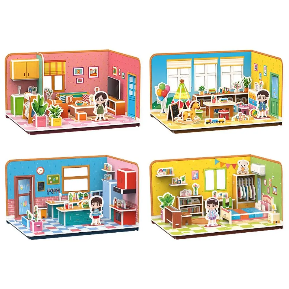 Papier Cartoon 3D Puzzle handgemachte pädagogische handgemachte Puzzle DIY Zimmer Schlafzimmer Küche Papier Puzzle Spielzeug Jungen Mädchen Spielzeug