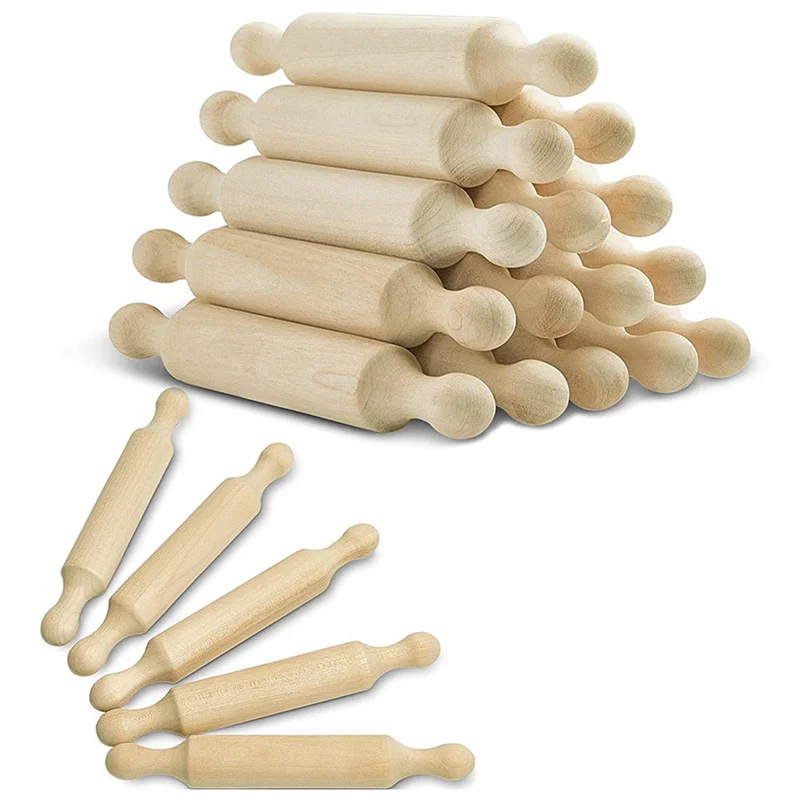 

B23B 75 Pieces Wooden Mini Rolling Pin 6 Inches Long Kitchen Baking Rolling Pin Small Wood Dough Roller For Children Fondant