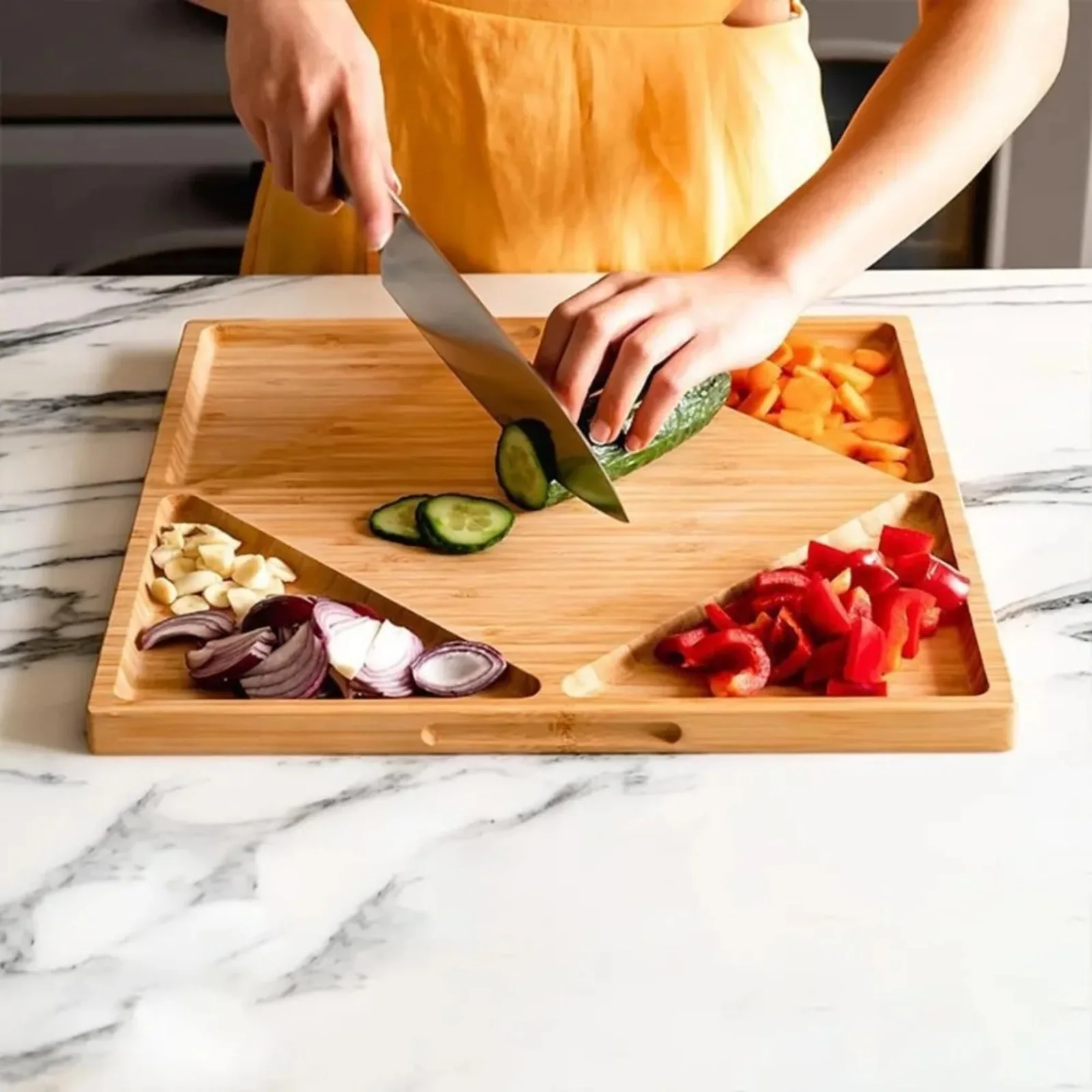 Bamboo Cutting Board for Kitchen, Reversible Wooden Chopping Board, Deep Juice Groove, Food Prep for Meat Vegetables Cheese Home