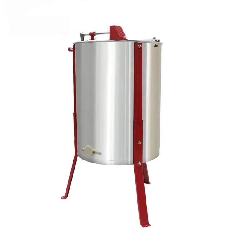 New 4-Frame Stainless Steel Manual Honey Extractor with Legs & Plastic Honey Gate - Eco-Friendly Beekeeping Equipment