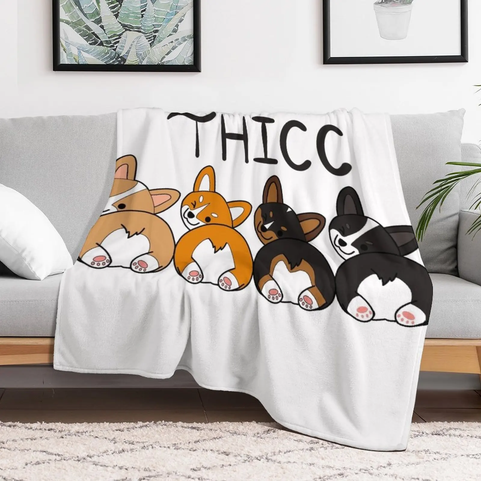 Thicc Corgis Throw Blanket Thermals For Travel Flannel Fabric Blankets Sofas Of Decoration Fashion Sofas Blankets