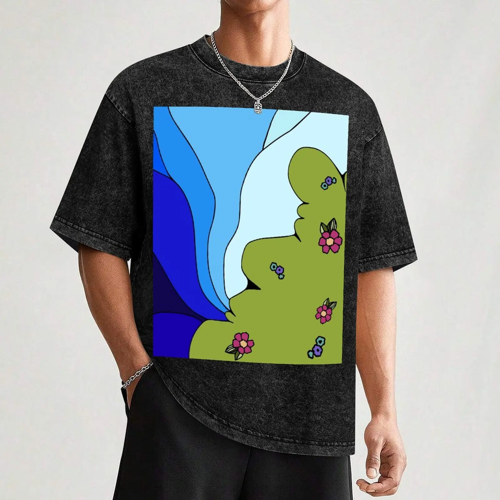 Peter Max and the Wind T-Shirt Basic All Season Solid T-Shirt