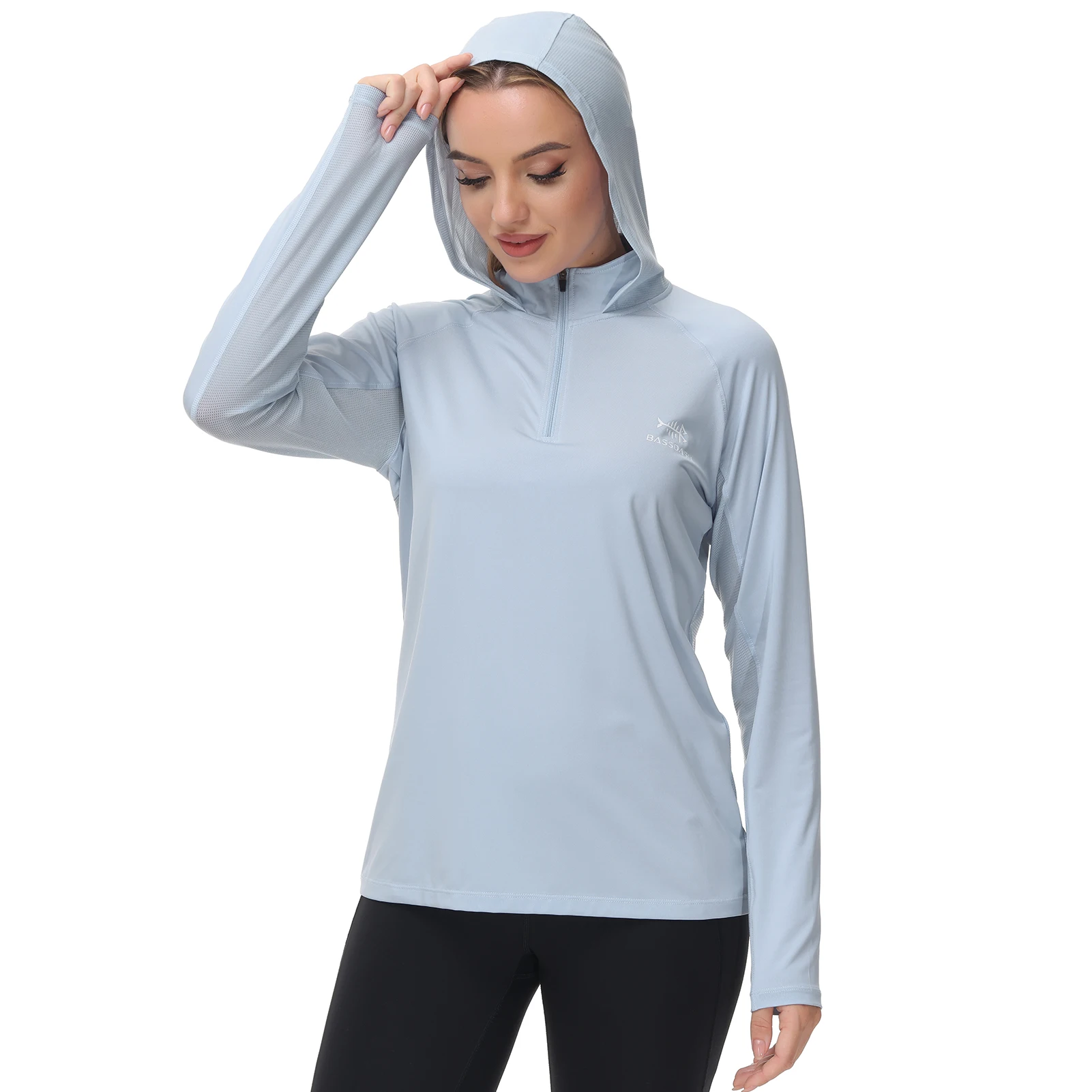 

Bassdash Women’s UPF 50+ Performance Hoodie Long Sleeve Half Zip T-Shirt UV Protection Fishing Hiking Shirt