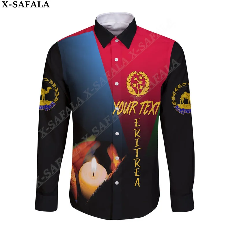 Proud Eritrean Martyrs Day In Memory Flag 3D Print Mens Hawaiian Beach Long Shirt High Quality Button Fashion Long Sleeve Tops-1