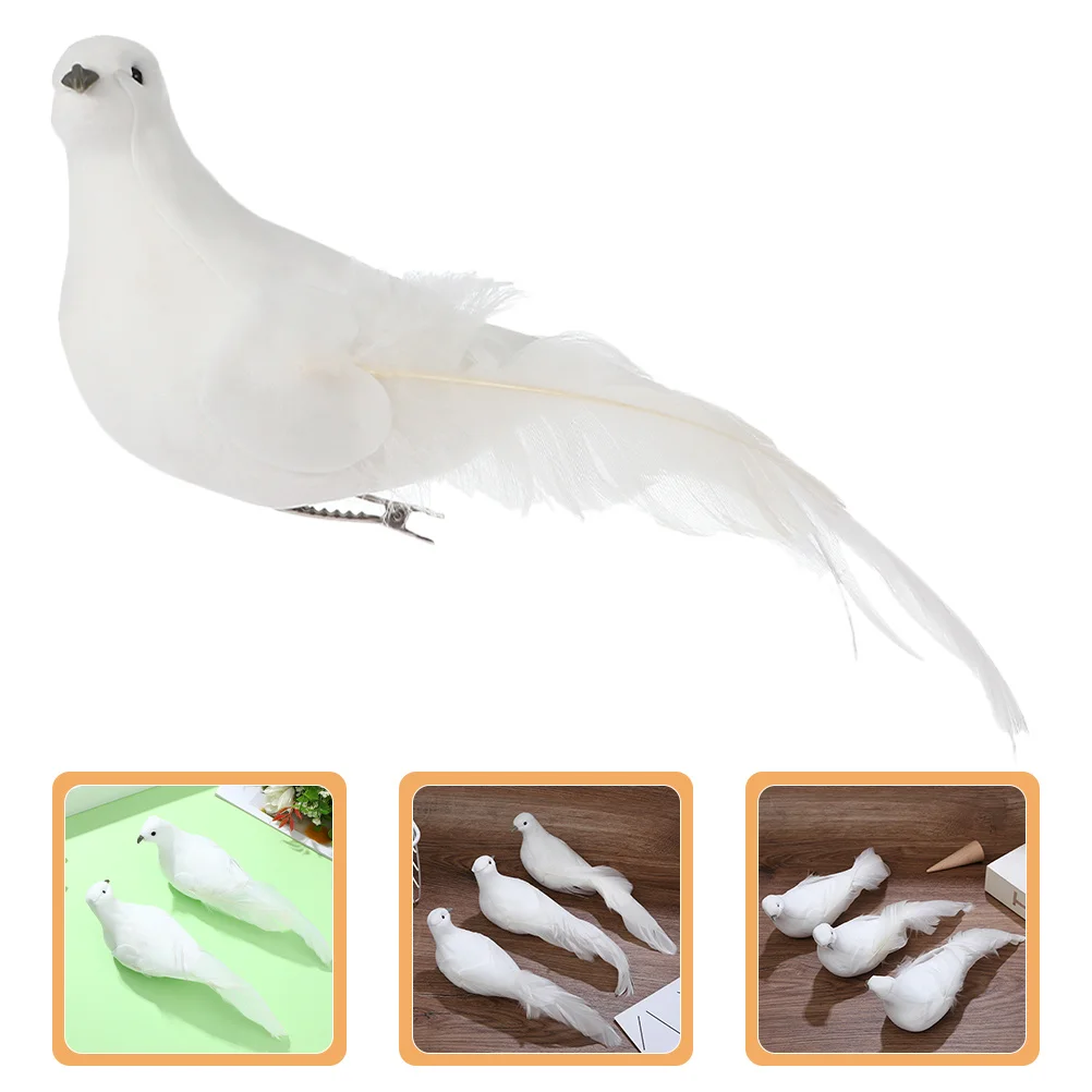 

6Pcs Artificial Dove Birds Lifelike Foam Christmas Tree Decorations Wedding Party Clip on Home Decor Dove Bird Decor