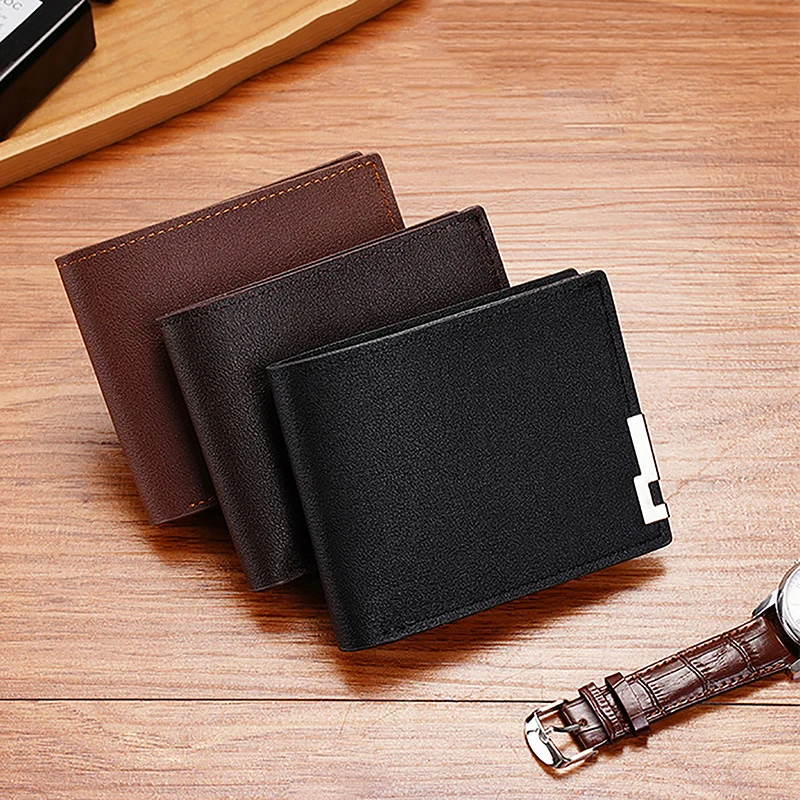 

Trendy Soild Color PU Leather Wallet For Men Minimalist Money Change Pouch Card Credit Holders Purse Man Gifts 2023