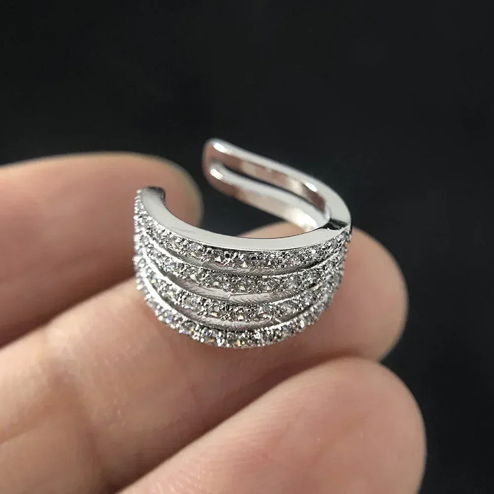 Delicate Cartilage Ear Clip Women Dainty Fake Piercing Geometry Earrings Zircon Gold Silver Color Fashion Trend Jewelry