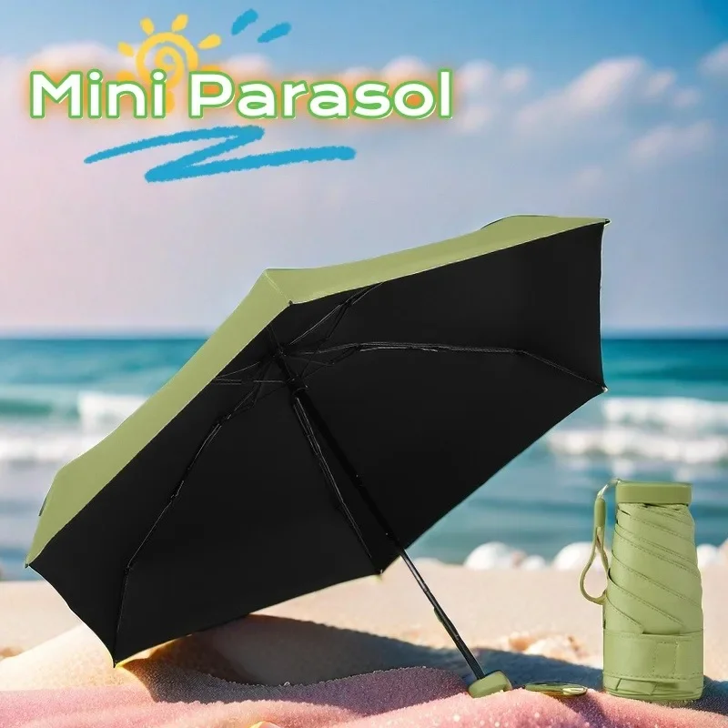 Compact Card Holder Umbrella Mini Folding Pocket Umbrella UV Anti-UV Sun Umbrella Sun Shade/Usable Rain or Shine for Women