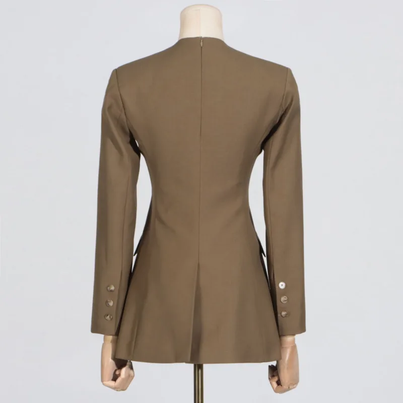 KWTX Blazer con botones laterales para mujer, chaqueta con diseño recortado para primavera y verano, ropa de oficina a la moda, traje ajustado S-XXL