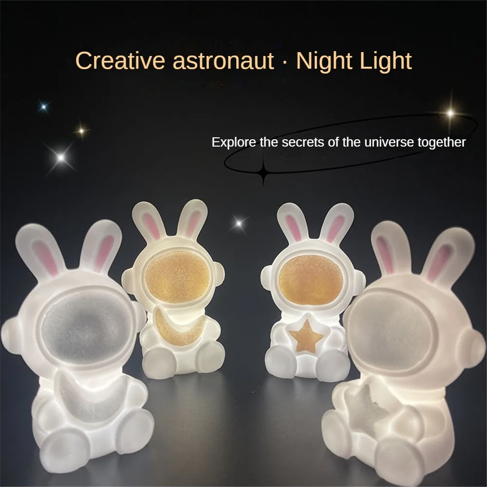 

Cute Rabbit Astronaut Night Light Dormitory Table Lamp Reading Lamp Bedside Decoration Lighting Creative Festival Gifts